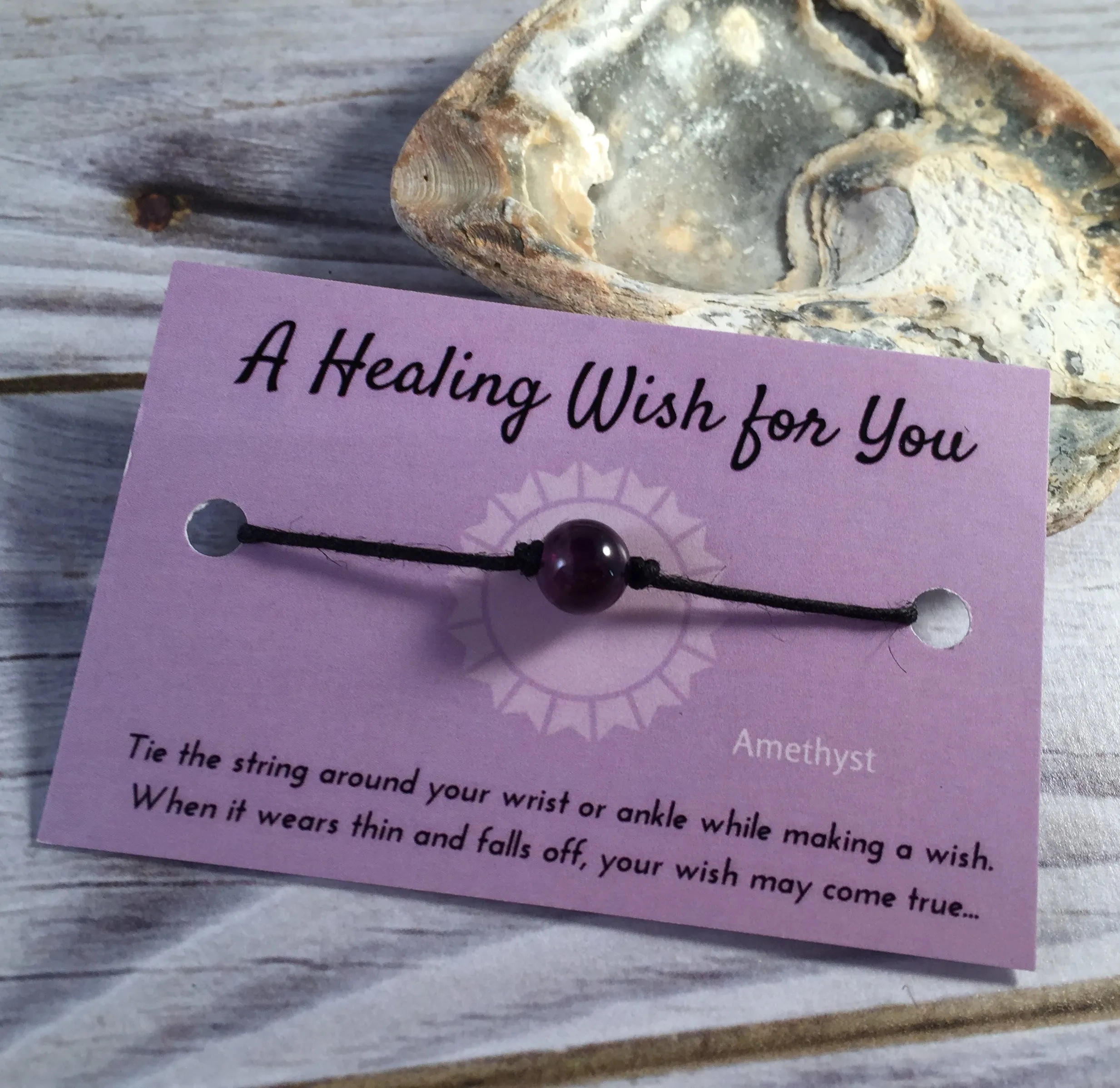 Amethyst Bead Hemp Wish Bracelet - A Healing Wish