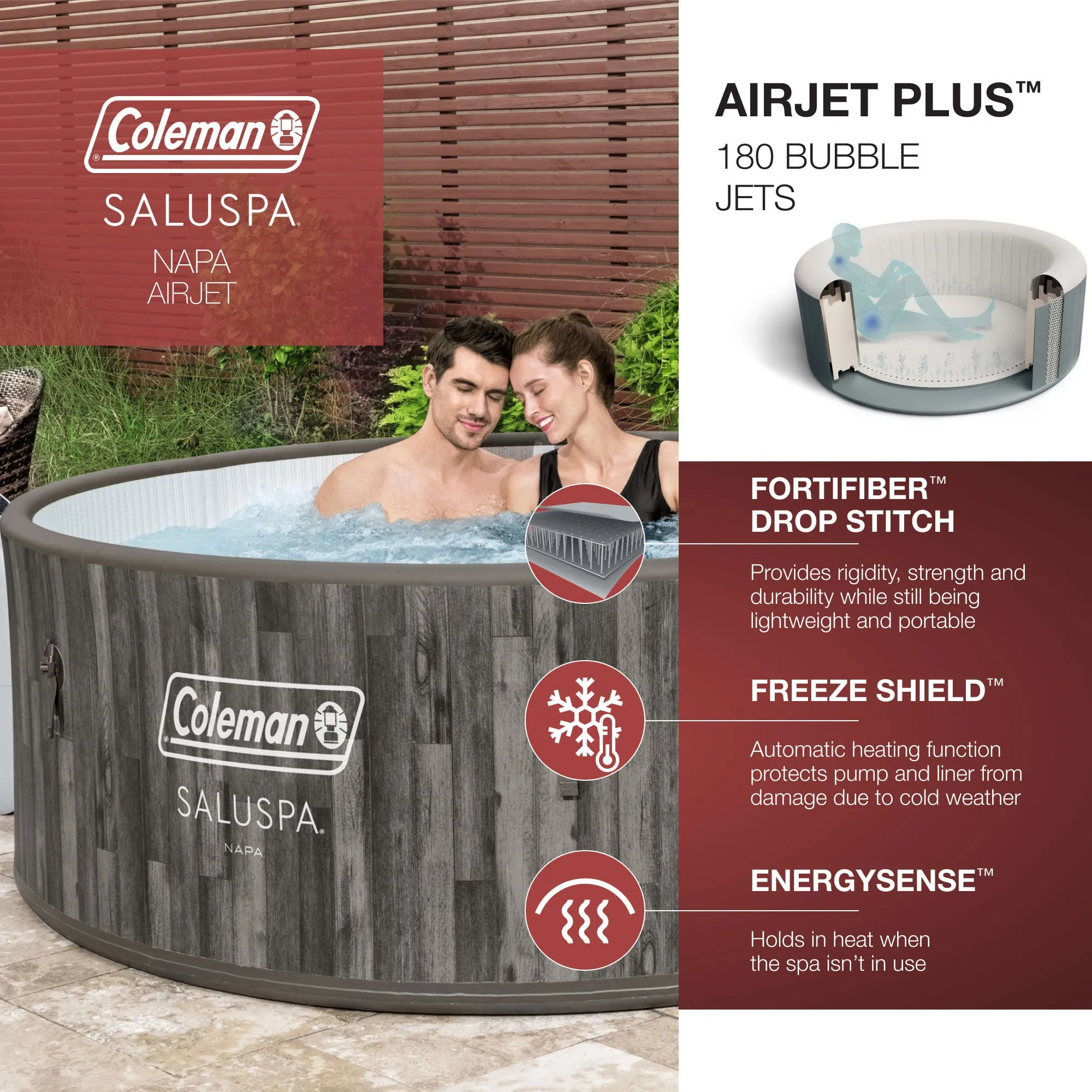 Bestway Coleman Napa AirJet Hot Tub w/2-Pack SaluSpa Seat & 2 Headrest Pillows
