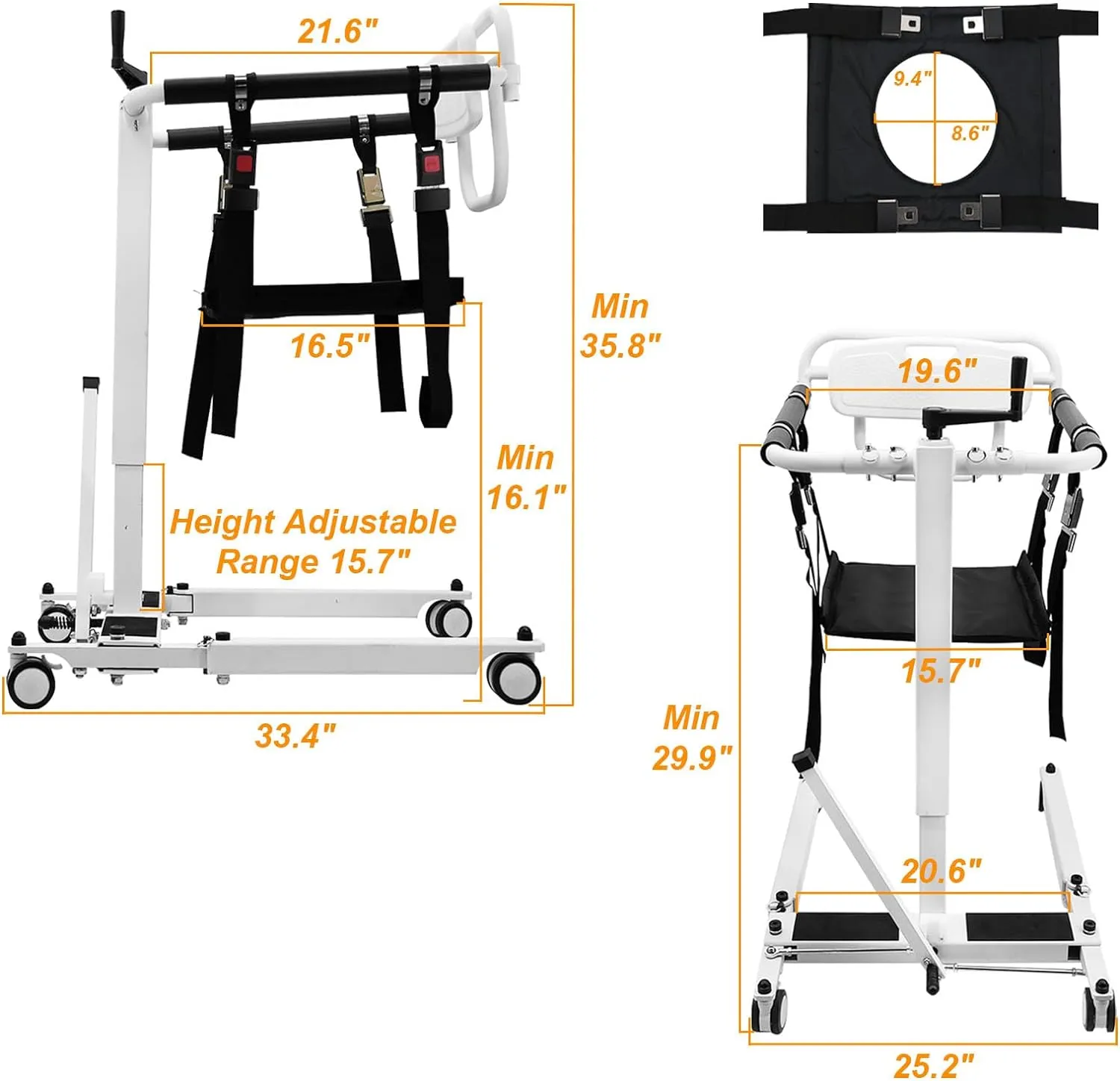 Foldable Patient Lift Transfer Chair I Portable Wheelchair Lift for Elderly & Handicap, Easy-to-Operate Car Aid I Model MB211245